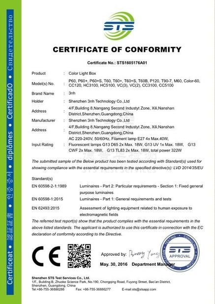 Trung Quốc Shenzhen ThreeNH Technology Co., Ltd. Chứng chỉ